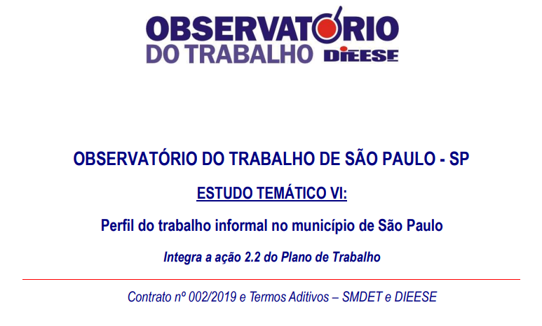 Capa de Perfil do trabalho informal no município de São Paulo